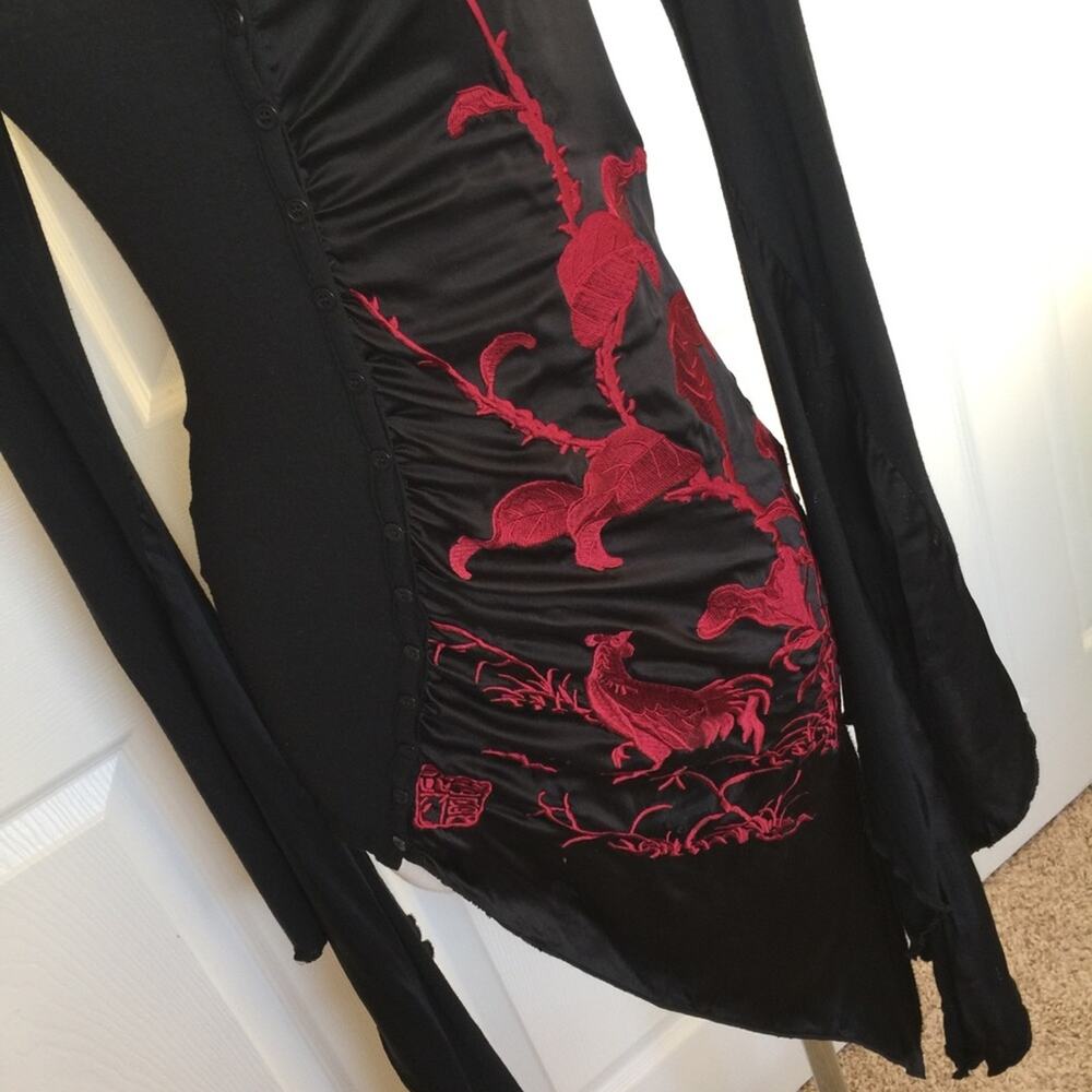 ISABEL DE PEDRO Silk Embroidered Tunic Top Asian Print